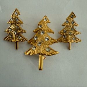 Norma Jean VINTAGE brooch & Earrings Set Christmas Tree